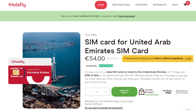 Holafly eSIM Card for UAE
