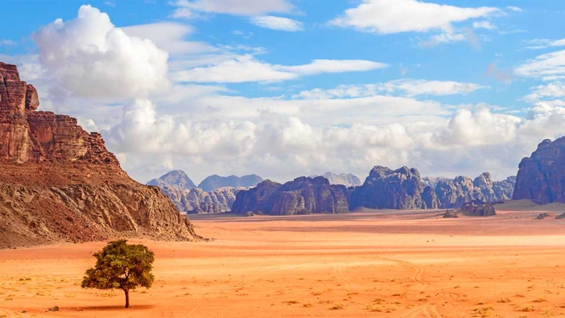 Wadi Rum semi-desert in Jordan
