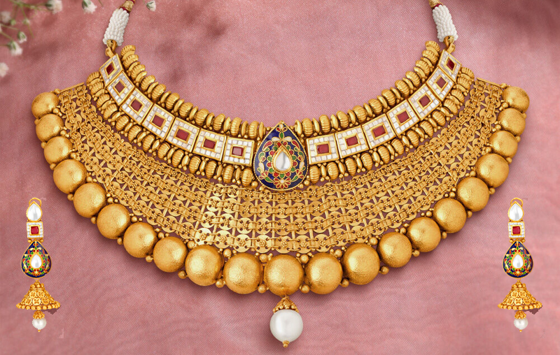 Gold Choker Necklace Sete by Tanishq