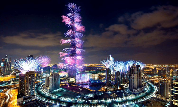 Downtown Dubai New Year fireworks